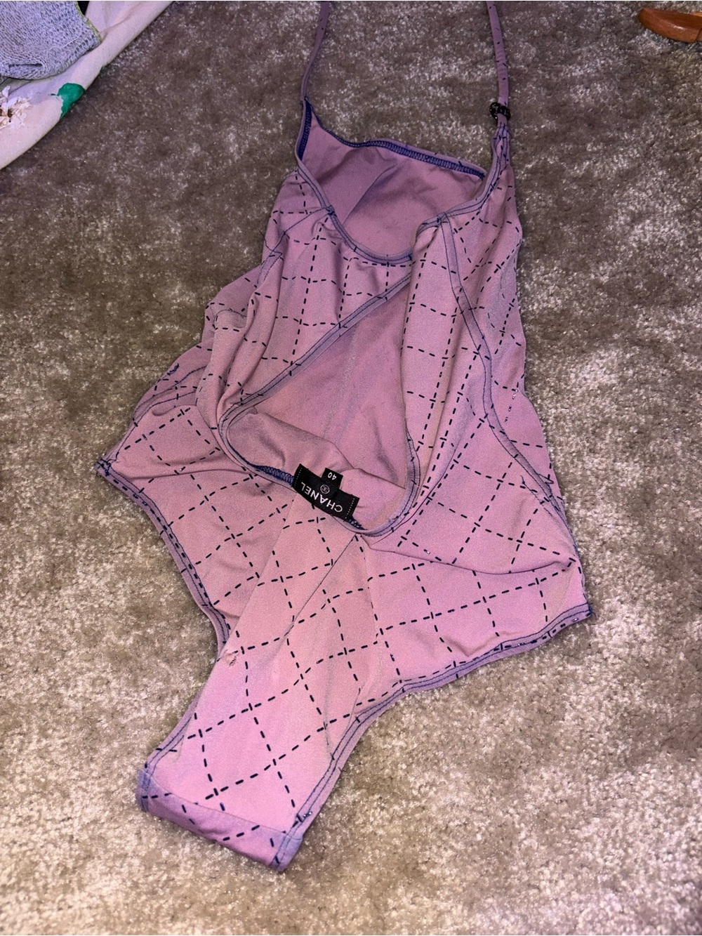 CHANEL Lavender Diamond-Stitch Bandeau Bodysuit